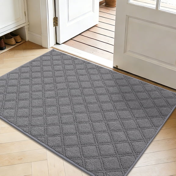 JAATOP Doormat Indoor 32"x 48", Non Slip Entryway Rugs Washable Welcome Mat for Inside, Front Door Mat for Entrance, Dirt Trapper, Gray