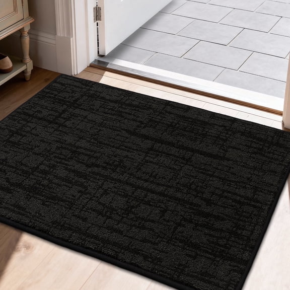 JAATOP Doormat for Inside 24"x 36", Door Carpet for Entryway Indoor, Non Slip Machine Washable Welcome Mat, Black