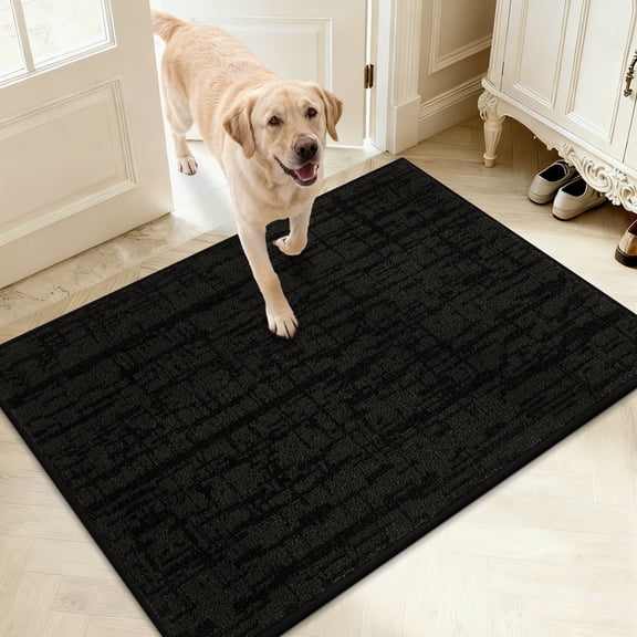 JAATOP Washable Indoor Doormat 32"x48", Absorbent Non-Slip Door Rug for Entryway, Dirt Trapper, Black