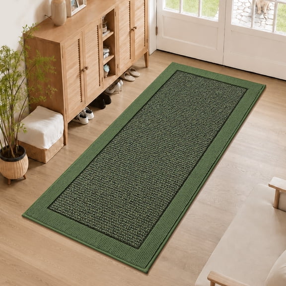 JAATOP Indoor Doormat, 24" x 60", Non-Slip Welcome Mat, Low-Profile Entry Rug, Machine Washable, Green