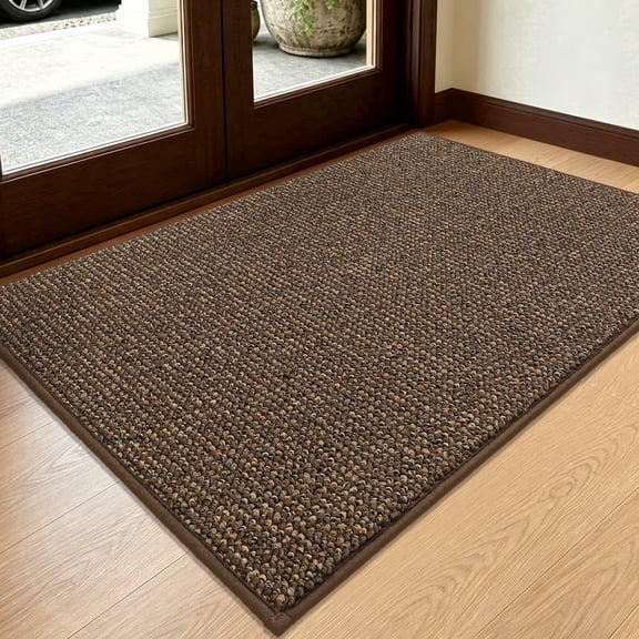 JAATOP Indoor Doormat, 32" x 48" Low-Profile Non-Slip Front Door Mat, Absorbent Entryway Rug, Machine Washable, Brown
