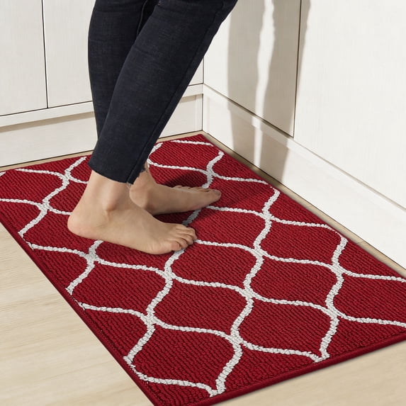 JAATOP Washable Kitchen Mats, Absorbent Floor Mat, Non-Slip Floor Mat for Kitchen, 20"x 32", Red