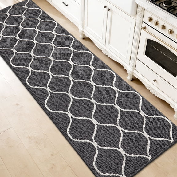 JAATOP Washable Kitchen Mats, Absorbent Floor Mat Set of 2, Non-Slip Floor Mat for Kitchen, 24"x 72", Gray