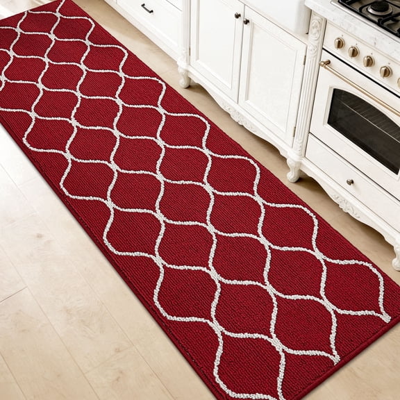 JAATOP Washable Kitchen Mats, Absorbent Floor Mat, Non-Slip Floor Mat for Kitchen, 24"x 72", Red