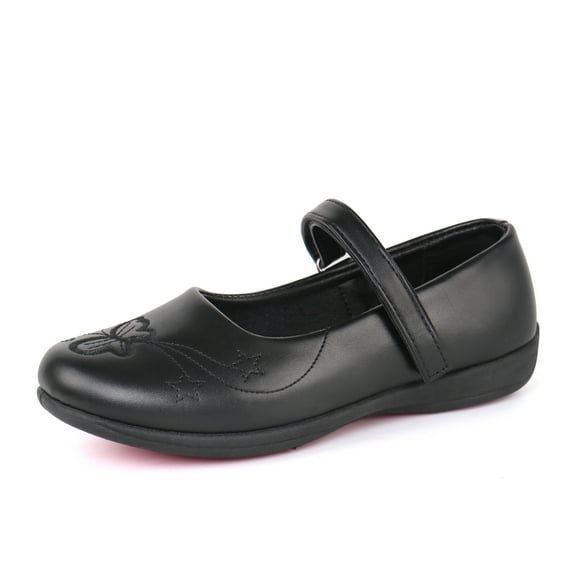 JABASIC Girls School Uniform Dress Shoes Mary Jane Flats (13,Black)