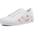 thumbnail image 1 of JABASIC Women Platform Sneakers Lace-up Floral Print Fashion Walking Shoes (11,White/Flower), 1 of 4