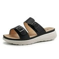 thumbnail image 1 of JABASIC Women Slide Sandals Comfortable Adjustable Double Buckle Platform Sandal (8,Black), 1 of 6