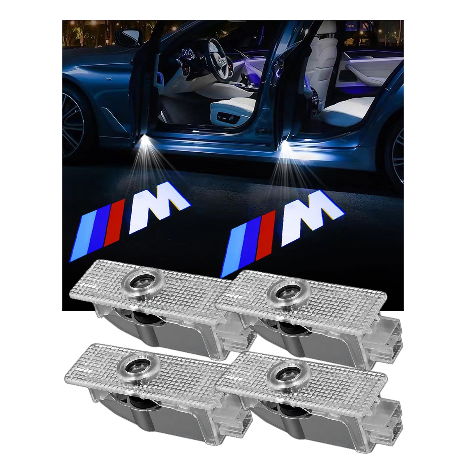 JABUUO 4Pcs Car Door Lights Puddle Lights Compatible With 1/2/3/4/5/6/7/8/M/Z/GT/X1/X2/X3/X4/X5/X6/X7/Series Door Lights Logo LED Welcome Shadow Courtesy Projector Accessories