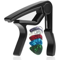 JABUUO Guitar Capo For Acoustic & Electric Guitars Black Color With 5 Medium Picks