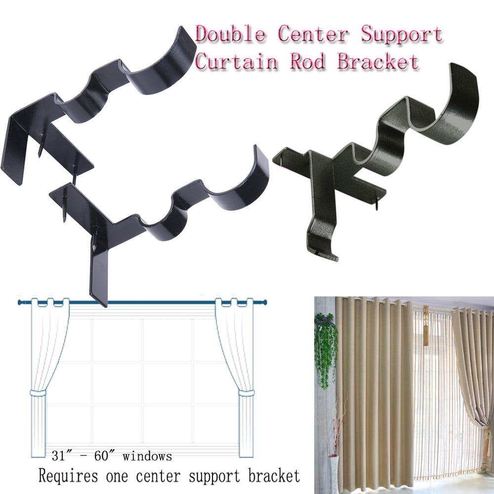 JABUUO Hang Double Center Support Curtain Rod Bracket Into Window Frame