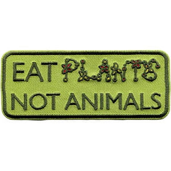 JAC EAT PLANTS NOT ANIMALS - Sew Iron on, Original Artwork - Patch - 2" x 4.6"