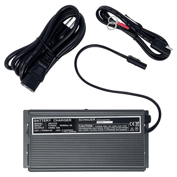 JAC1212-R 12V, 12A Fully Automatic Battery Charger and Maintainer w/Ring Terminals