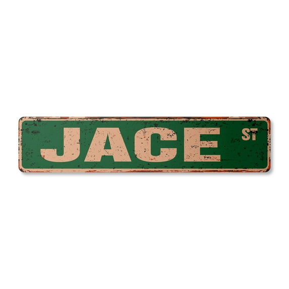 JACE Vintage Aluminum Street Sign Childrens Name Room Metal Sign rustic metal tin | Indoor/Outdoor | 18" Wide