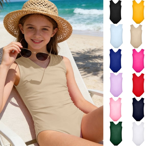 JACHENN Girls Swimsuit 1 Piece Summer Comfortable Athletic Bathing Suits for Kids Girls Swimsuits Size 5-6 Years