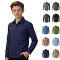 thumbnail image 1 of JACHENN Kids Boys' Button Down Shirts Boys Formal Outfit Navy Dress Shirt for Boys Kids Uniform Shirts for Boys 7-8 Years, 1 of 4