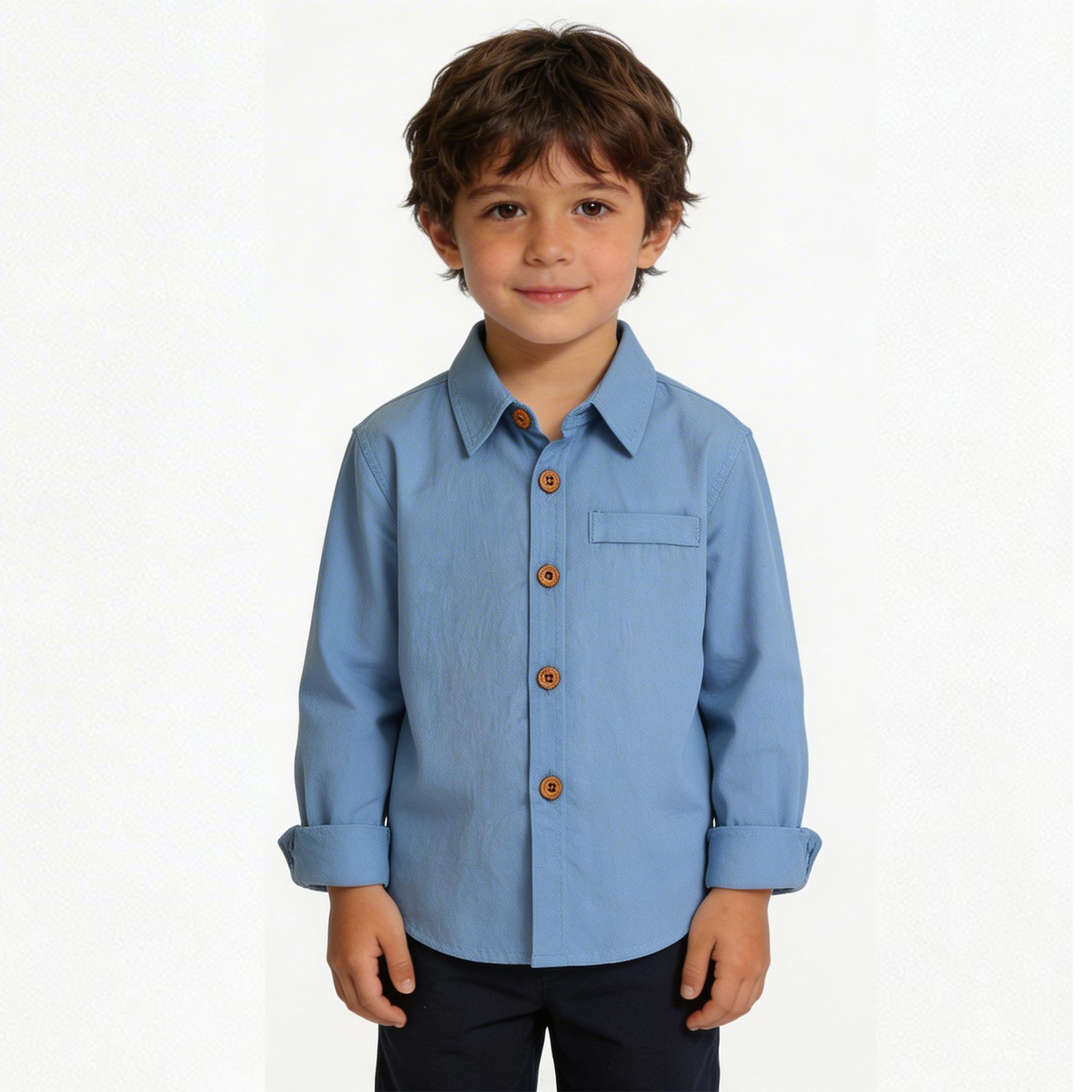 JACHENN Kids Polo Shirts for Boys Classic Long Sleeve Collared Shirts for Kids Boys Blue Button down Shirt Boys School Uniform Shirts 7-8 Years Shirts