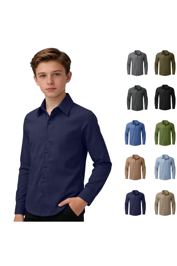 Girls Button Down Shirts Boys Formal Shirt Navy Polo Shirts for Boys School Uniforms for Boys 15-16 Years