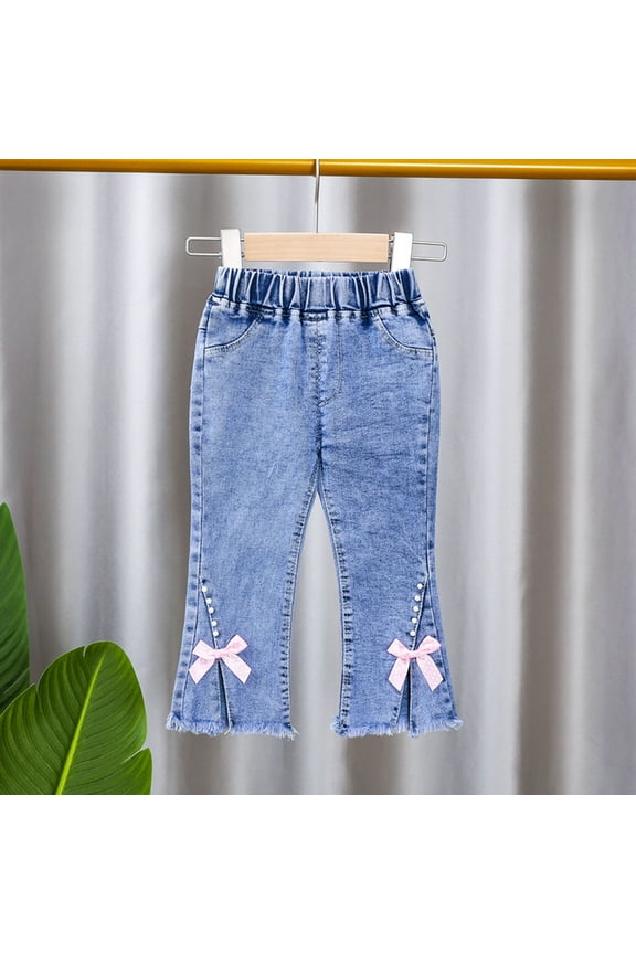 Toddler Jeans for Girl Jeans Baggy Relaxed Fit Wide Leg Denim Jeans with Pockets Straight Leg Jeans Girls Pants Size 12-18 Months