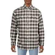 JACHS Mens Cotton Flannel Button-Down Shirt Taupe M