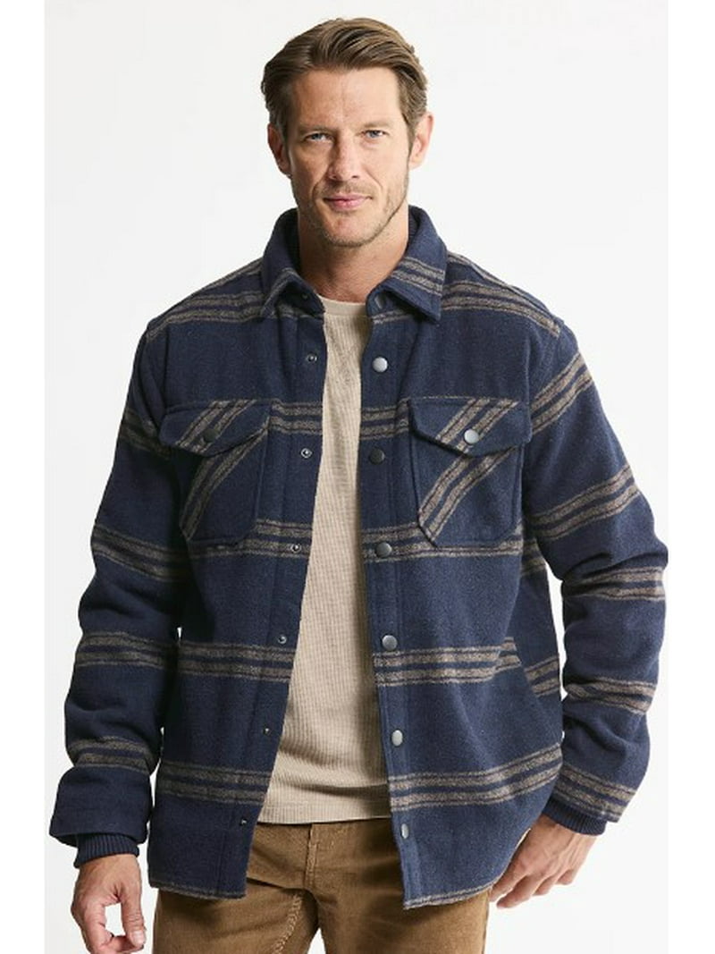 JACHS New York Men's Sherpa Lined Wool Blend Jacket - Blue