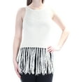 thumbnail image 1 of JACK $80 Womens New 1235 Ivory Fringed Tank Jewel Neck Sleeveless Top M B+B, 1 of 2
