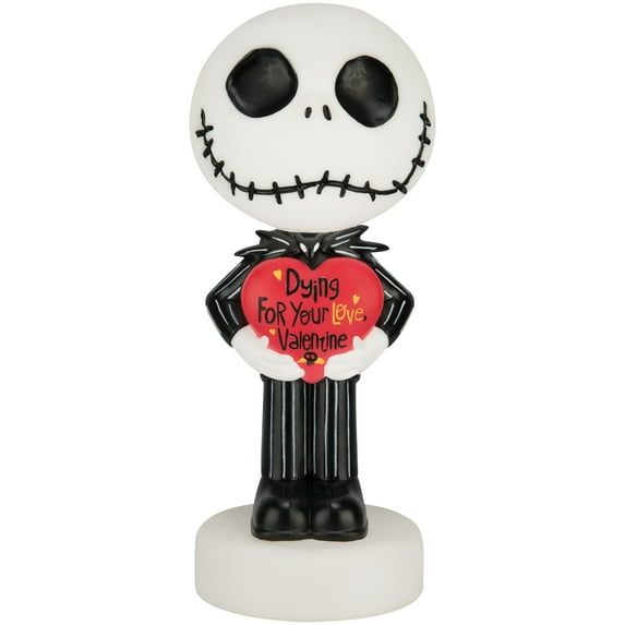 Valentines Day Lighted Disney 14'' Blow Mold Decor Nightmare Before Christmas Jack Skellington Holding Heart