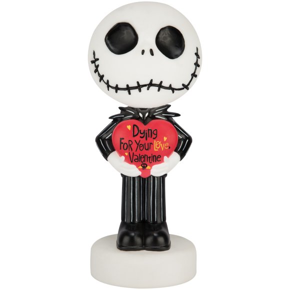 Valentines Day Lighted Disney 14'' Blow Mold Decor Nightmare Before Christmas Jack Skellington Holding Heart