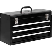 JACK BOSS 3 Drawer 20  Metal Tool Box Portable Steel Tool Chest with Metal Latch Closure for Garage, Home and Workbench,Black