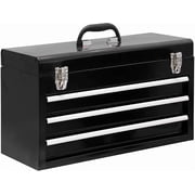 JACK BOSS 3 Drawer 20  Metal Tool Box Portable Steel Tool Chest with Metal Latch Closure for Garage, Home and Workbench,Black