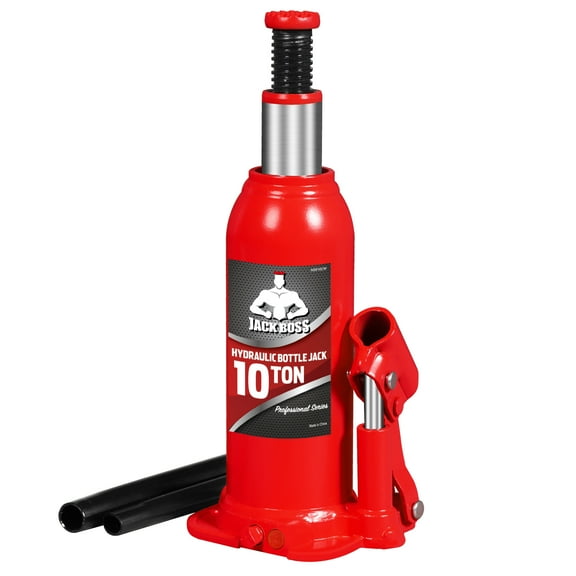 JACK BOSS Bottle Jack 10 Ton Muti-Directional Hydraulic Jack,Alloy Steel,Use for Car, Truck, RV,20,000lb，Red