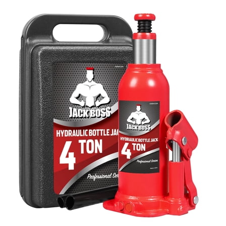 JACK BOSS Bottle Jack 4 Ton Muti-Directional Welded Bottle Jack with Carrying Case for Car, Truck, RV, 8,000lb,Red