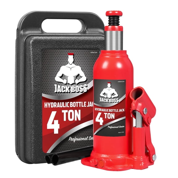 JACK BOSS Bottle Jack 4 Ton Muti-Directional Welded Bottle Jack with Carrying Case for Car, Truck, RV, 8,000lb,Red