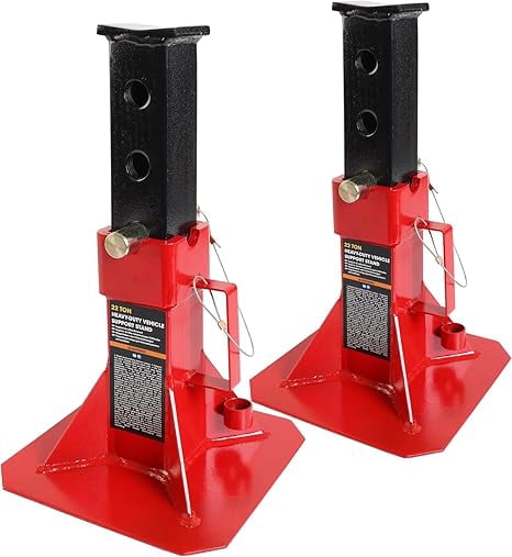 JACK BOSS Heavy Duty 22 Ton (44,000 lb) Pin Style Adjustable Height Automotive Jack Stands, Red, 1 Pair