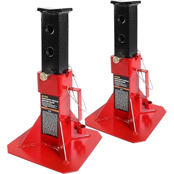 JACK BOSS Heavy Duty 22 Ton (44,000 lb) Pin Style Adjustable Height Automotive Jack Stands, Red, 1 Pair
