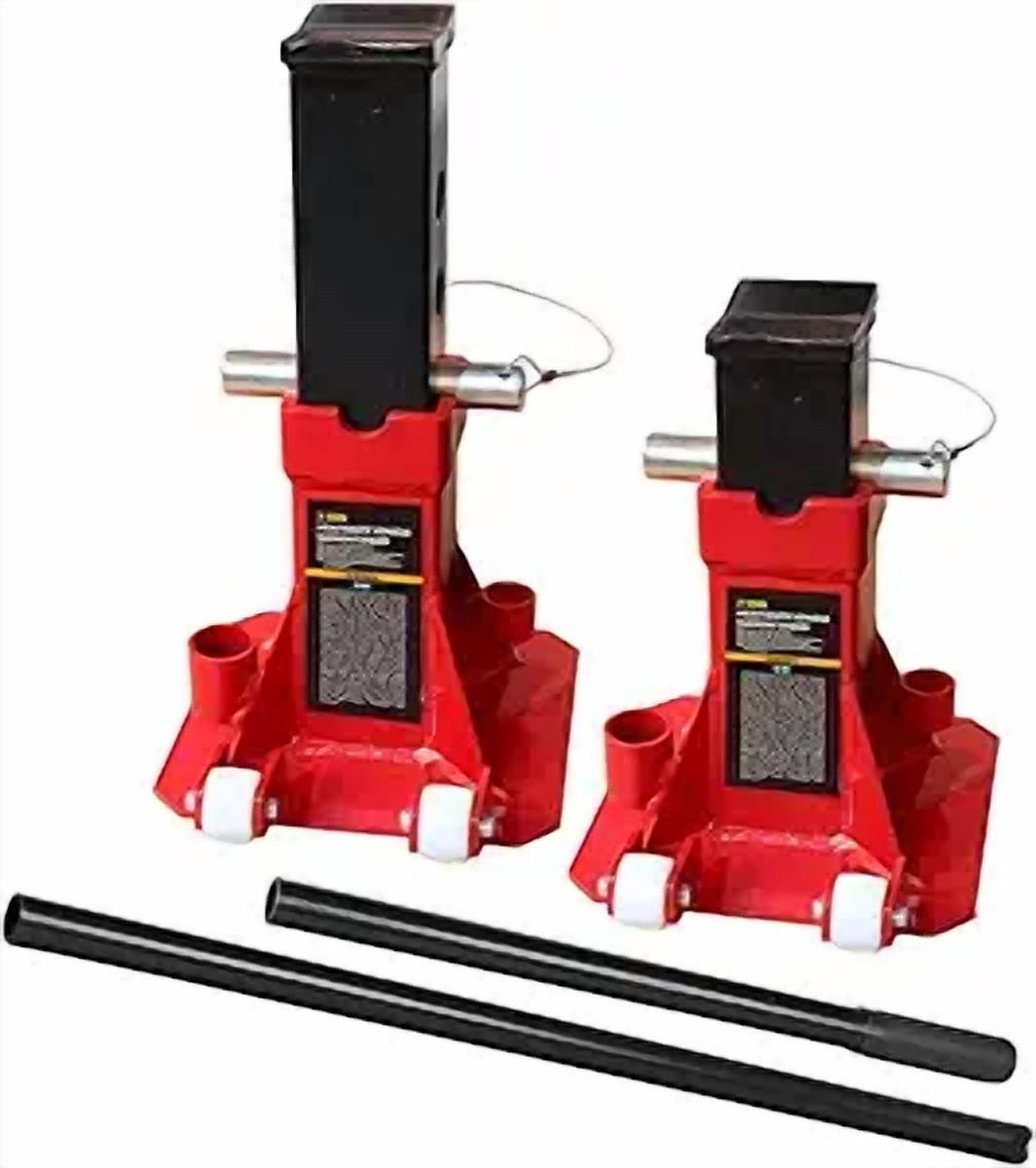 JACK BOSS Heavy Duty 7 Ton (14,000 lbs) Jack Stands with 2 Casters and Handle, Easily Moveable Car Lift Stands for Vehicles, Red
