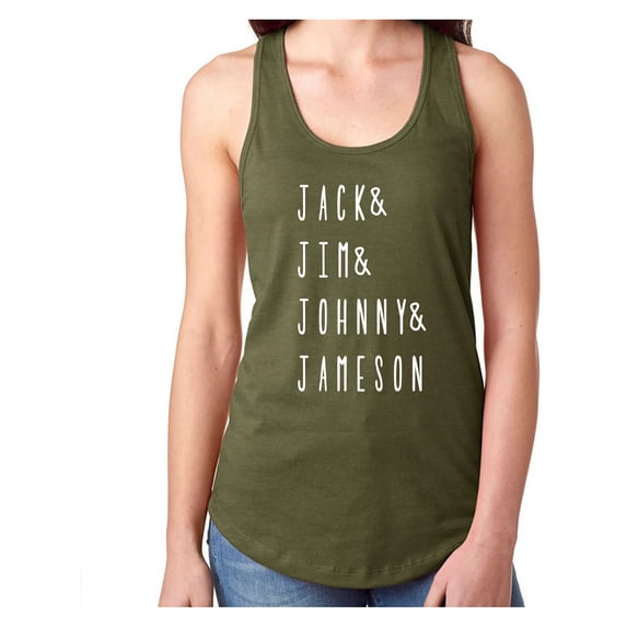 JACK & JIM & JOHNNY & JAMESON Racerback Tank