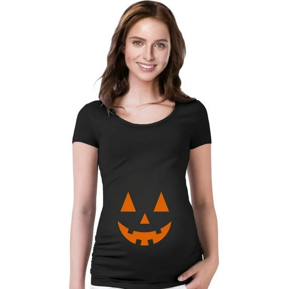 JACK O' LANTERN Pumpkin Smuggler Halloween Pregnancy Mom To Be Maternity Shirt Large Black