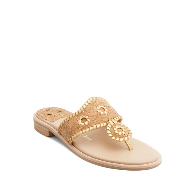 JACK ROGERS Womens Beige Cork Whipstitched Padded Jacks Ii Round Toe