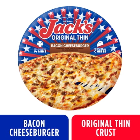 Jack's Bacon Cheeseburger, Original Thin Crust Pizza, 15 oz (Frozen)