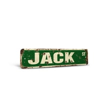 JACK Vintage Style Rustic Street Sign – Childrens Name Room Sign Retro Decorative Wall Sign for Home, Bar, Garage, or Outdoor Use | 6" X 24" Plastic Road Sign