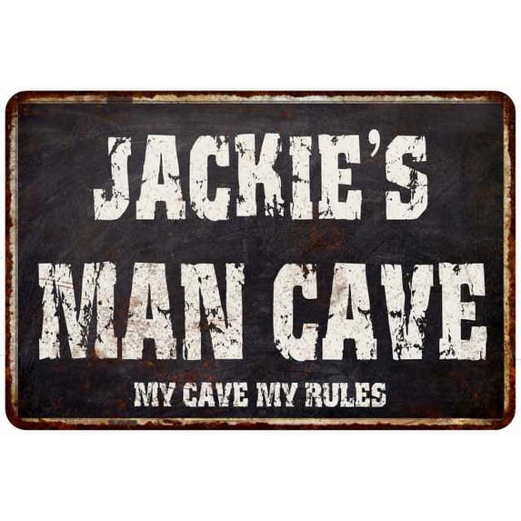 JACKIE'S Man Cave Black Grunge Sign Home Decor Gift Cave Funny 108120004296