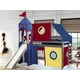 thumbnail image 1 of JACKPOT Castle Low Loft Bed with Slide, Red Yellow and Blue Tent and Tower, Twin, Gray, 1 of 6