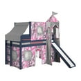 thumbnail image 1 of JACKPOT Solid Wood Prince & Princess Low Loft Twin Bed in Blue/Pink Camo, 1 of 6