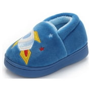 JACKSHIBO Toddler Slippers for Girls Boys Soft Plush Inner Slip-on House Slippers for Kids Blue