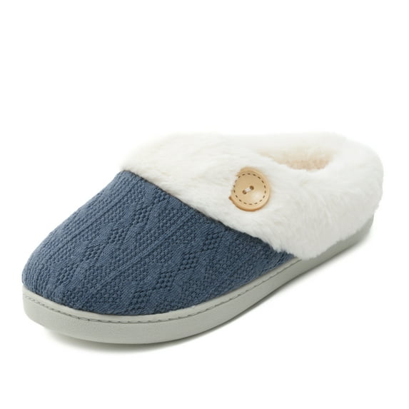 JACKSHIBO Women Ladies Slip On Lined Fuzzy Slippers Winter House Comfy Slippers For Women's Bedroom Slippers Indoor Shoes