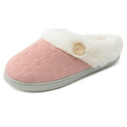 JACKSHIBO Women Ladies Slip On Lined Fuzzy Slippers Winter House Comfy Slippers For Women's Bedroom Slippers Indoor Shoes