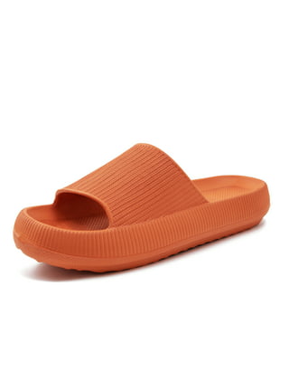 Zepovin Slides Sandals for Women Men Platform Squishy Open Toe Shower Slippers Cushioned Cloud Pool Slide, Adult Unisex, Size: 5, Orange