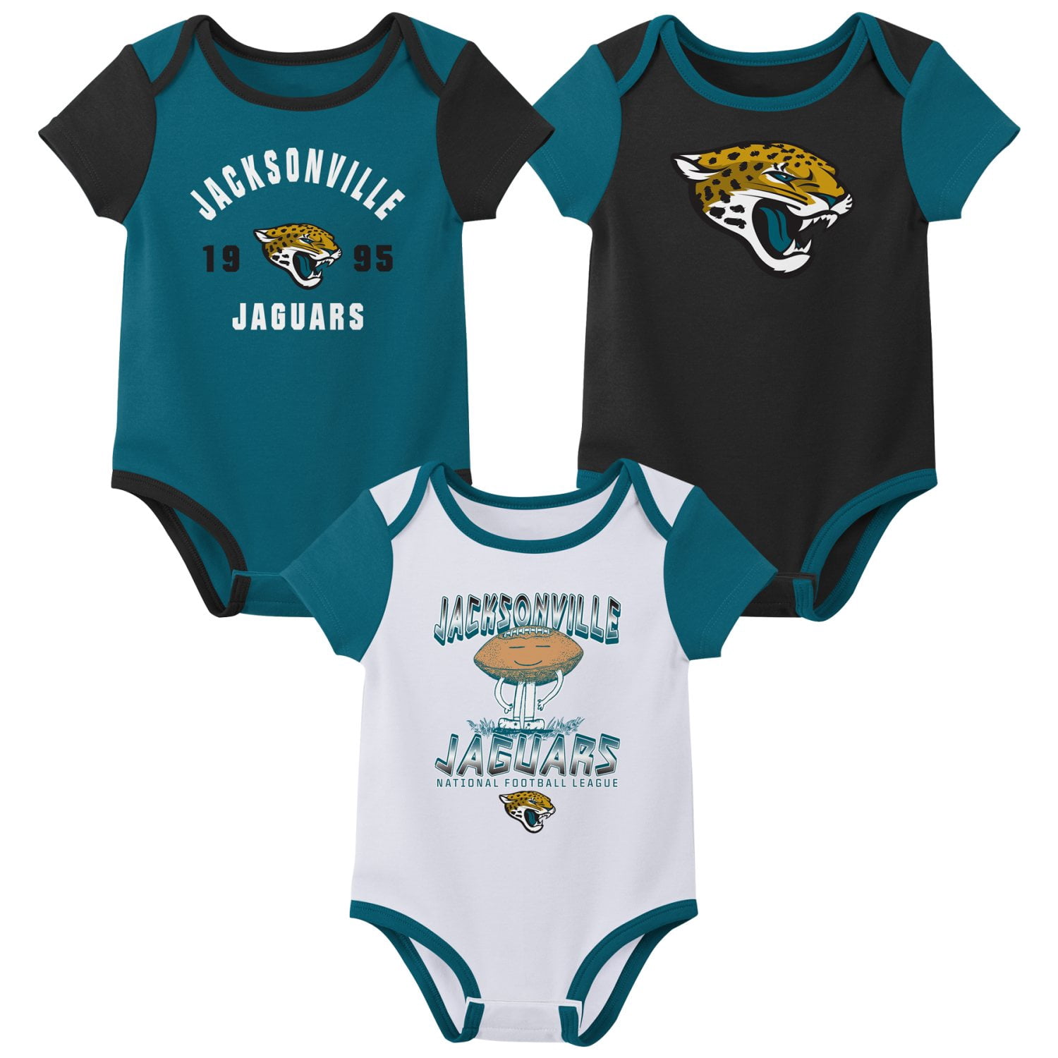JACKSONVILLE JAGUARS NFL Infant Boys 3 pack Onesie Game Day Fan Apparel
