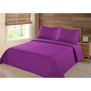 JACKY PURPLE KING 3 Piece MODERN EMBOSSED Solid Ruffled Bedspread Coverlet Set With Pillow Shams