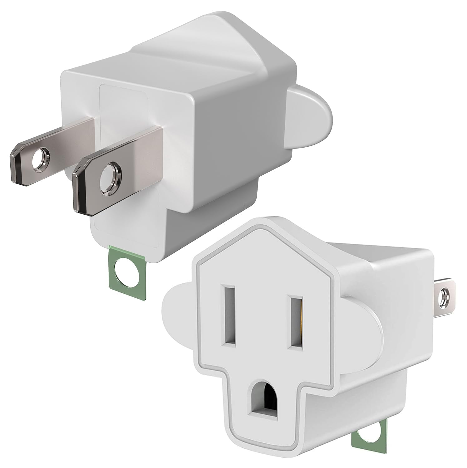 JACKYLED 2 Pack ETL Listed 3 to 2 Prong Converter Polarized Grounding